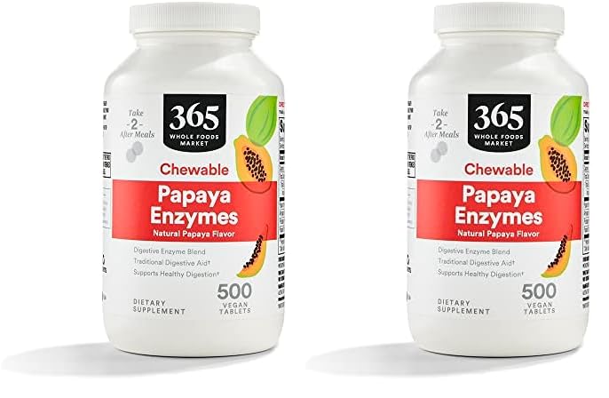 365 por Whole Foods Market, Papaya Enzymes, 500 Chews (Pack of 2)