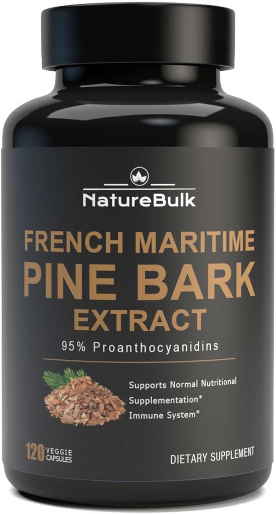 Extracto de la corteza marítima francesa 400 mg, 95% Proanthocyanidins - Extracto estandarizado 30X, 120 cápsulas veganos