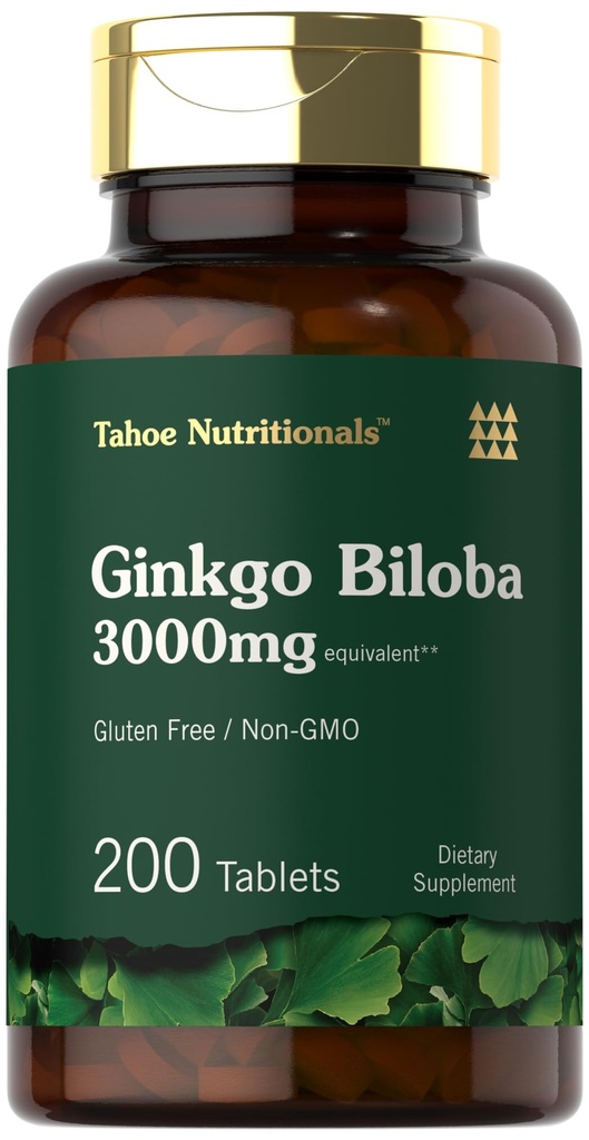 Carlyle Ginkgo Biloba 3000mg  200 Tablets Vegetarian ← Extra Strength ← Non-GMO, Gluten Freen Formula ← Tahoe Nutritionals