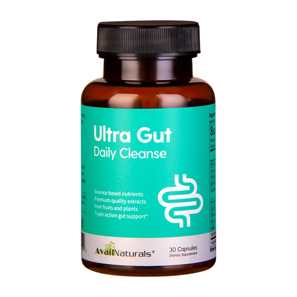 AvailNaturals Ultra Gut Daily Cleanse 15 Day Cleanse-with Senna Leaf Extract, Cassia Seed, 2.5 Billion Probiotics & Dietary Fiber,30 Capsules