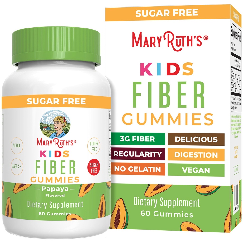 MaryRuth Organics Fiber Gummies for Kids ← 2 Month Supply ← Sugar Free ← Soluble Fiber Supplement ← Gut Health &amp; Digestion Support ← 3g Fiber per Gummy ← Vegan ← 60 Conde