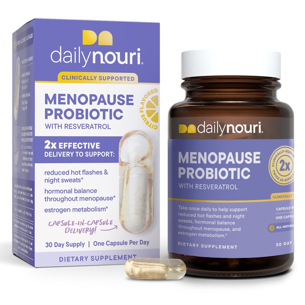 Probióticos de la menopausia diaria para las mujeres  sometidas a equilibrio hormonal, flashes calientes, sudaderas nocturnas " Gut Health TEN 3 Estragos estudiados clínicamente + Resveratrol " Omega TEN 30-Day Supply