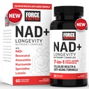 FORCE FACTOR NAD+ (NMN o Nicotinamide Riboside Alternative) con Resveratrol, Astaxanthin, Spermidine & Luteolin Complex, NAD para apoyar la salud celular y el envejecimiento saludable, 60 cápsulas