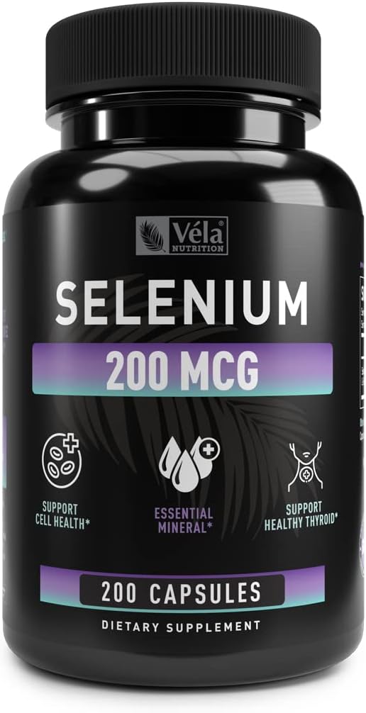 Selenium Capsule Suplemento tención 200mcg ← Apoyo Saludable Antioxidante, Inmune, Reproductivo y Salud Tiroidea* Silencio No-GMO, 3er Parte Tested tención 200 cápsulas