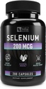 Selenium Capsule Suplemento tención 200mcg ← Apoyo Saludable Antioxidante, Inmune, Reproductivo y Salud Tiroidea* Silencio No-GMO, 3er Parte Tested tención 200 cápsulas