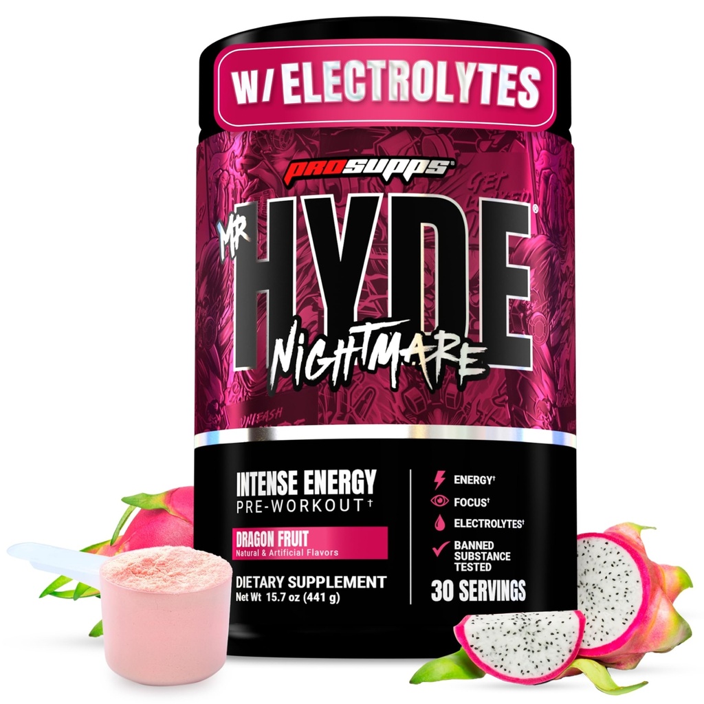 PROSUPPS Mr. Hyde Nightmare Pre Workout Powder with Caffeine & Beta Alanine - Preworkout for Intense Energy, Mental Focus &amp; Performance - Gym &amp; Fitness Supplements (Dragon Fruit, 30 Servings)