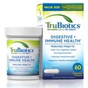 TruBiotics Probiotics for Digestive & Immune Health, Supports Regularity & Helps Relieve Abdominal Discomfort, Gas & Bloating, 2 Clinically Studied Probiotic Strains, Plus Prebióticos, 60 cápsulas