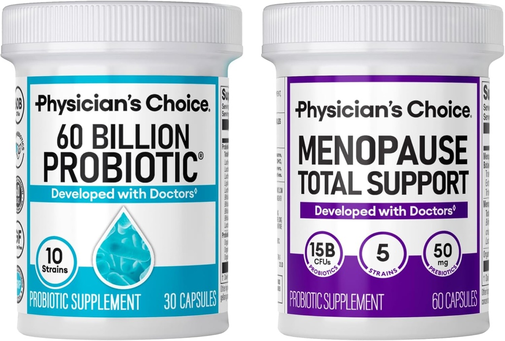 Apoyo a la menopausia de la escuela de física + paquete de apoyo sanitario digestivo - 60ct