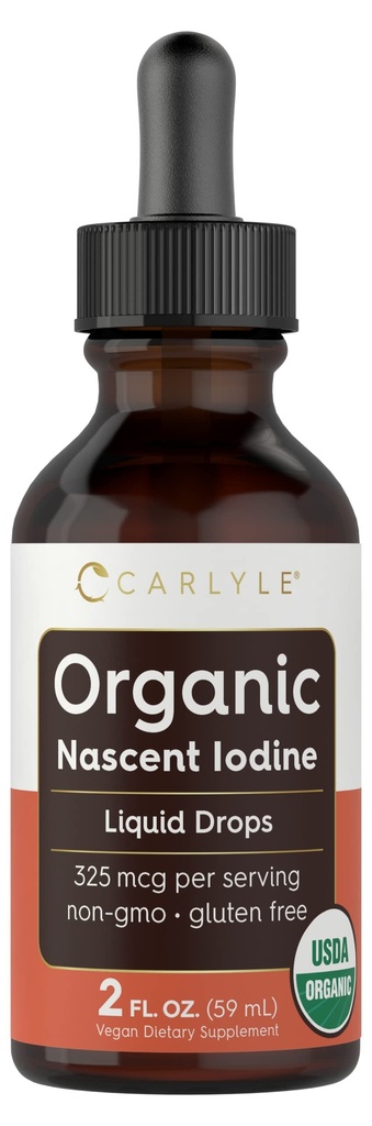 Carlyle Organic Nascent Iodine Liquid Drops TENIDO 2 fl oz ANTE Vegan Supplement TEN Non-GMO, Gluten Free