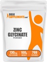 BulkSupplements.com Zinc Glycinate Powder - Suplemento Zinc, Suplemento Mineral para Immune Support - Gluten Free, 130mg por Serving, 100g (3.5 oz) (Pack of 1)