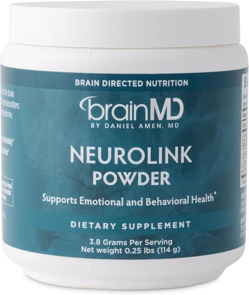 Dr. Amen BrainMD NeuroLink Powder - 114g - admite memoria, enfoque & concentración - Gluten Free - 30 Servings