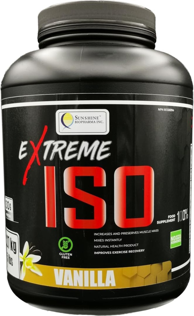 Extreme ISO, 100% whey Protein Isolate, 5 lb (2.27 kg) no Fat Low Calories Protein Source, para promover el crecimiento muscular y la recuperación rápida (Vanilla)