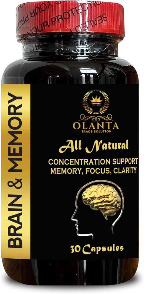 Apoyo a la memoria cerebral - Apoyo al enfoque y la concentración, Suplemento de memoria para la energía y el recuerdo de la niebla cerebral, Suplemento cerebral para la memoria y el foco - 1 botella 30 cápsulas