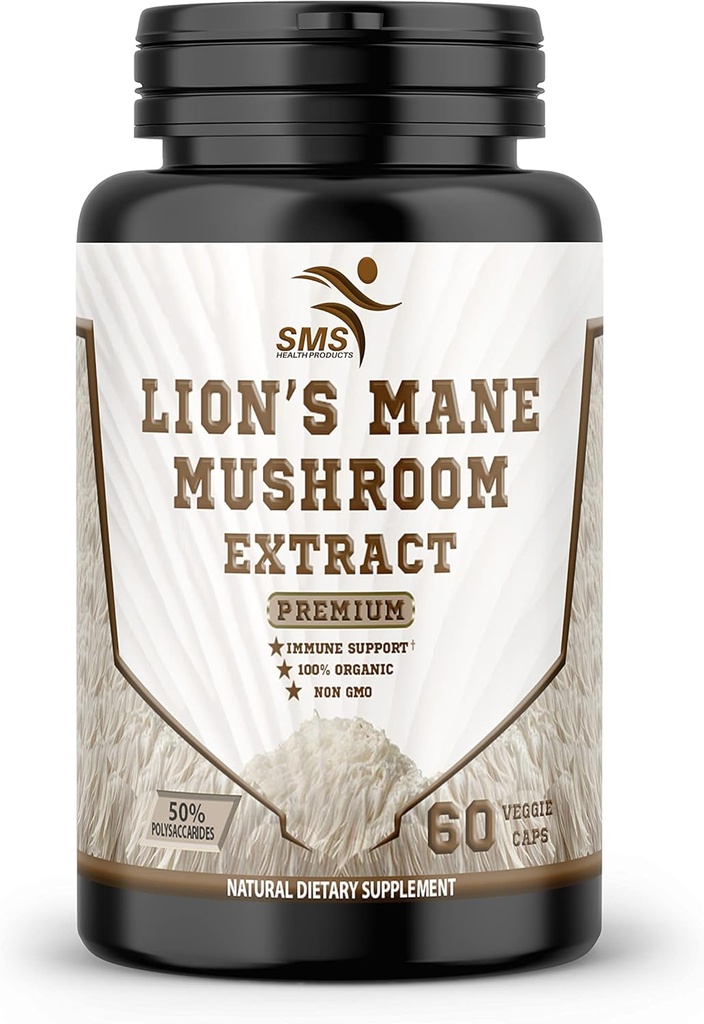 Pills Mane Pills de león Cognition Capsules (60 Veggie Capsules) 30% Polysaccharides- Lions Mane Extract Capsules  durable Brain Supplement, for Brain Health and Memory Support