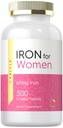 Carlyle Iron Supplement for Women 65mg TEN 300 Coated Tablets TEN Vegetarian, Non-GMO &amp; Gluten Free