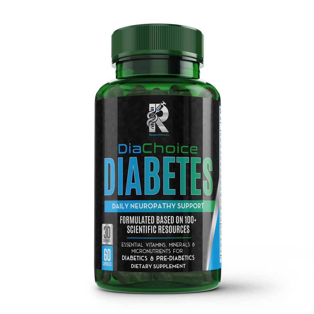 DiaChoice Neuropatía Soporte con Acido Lipoico alfa 600 mg, para Fortificar la función de Nerve Health &amp; Support Healthy Nerve, ALA, Co Q10, Magnesium, Zinc, Vitaminas B12, B9, B6, B3, B2, B1, D, C, E &amp; 5 más