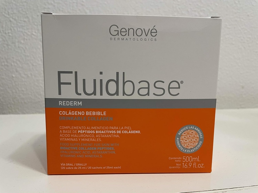 Fluidbase® Rederm Bebible Collagen 20 cucharadas de 25 ml cada una. Colágeno Bebible