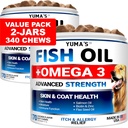 (2 Pack) Omega 3 Fish Oil for Dogs - 170 Chews - Skin and Coat Supplement - Omega 3 for Dogs - Dry ' Itchy Skin Relief Treatment - Allergy Support Dog Anti Shedding Treats - Salmon - Chicken Flavor