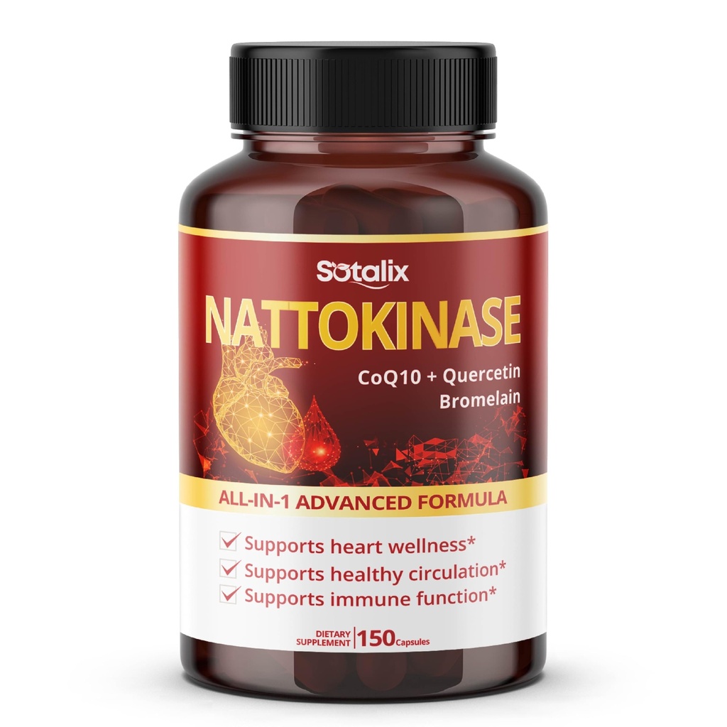 Nattokinase con CoQ10 + Red Yeast Rice Quercetin + Bromelain - Inmune Booster - USA Hecho " Tested (150 días de suministro (Pack of 1))