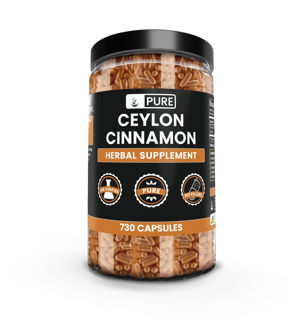 PURE ORIGINAL INGREDIENTES Ceylon Cinnamon (730 capsules) No hay magnesio o rifles de arroz, siempre puro, lab verificado