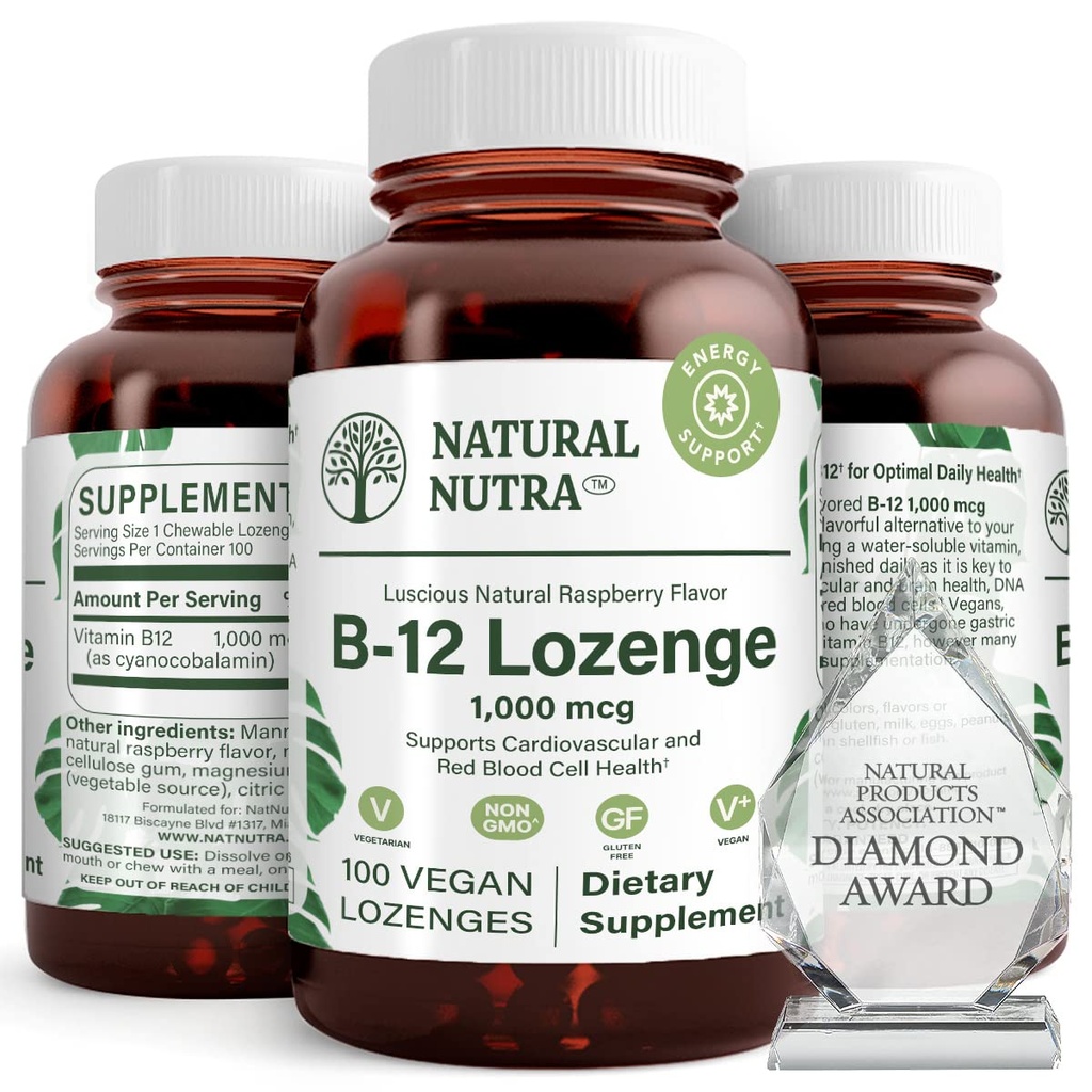 Suplemento Natural Nutra Vitamina B12, ayuda a aumentar los niveles de energía, esencial para el sistema nervioso saludable, ayuda a mejorar el estado de salud mental, apoya el sistema cardiovascular, 100 préstamos