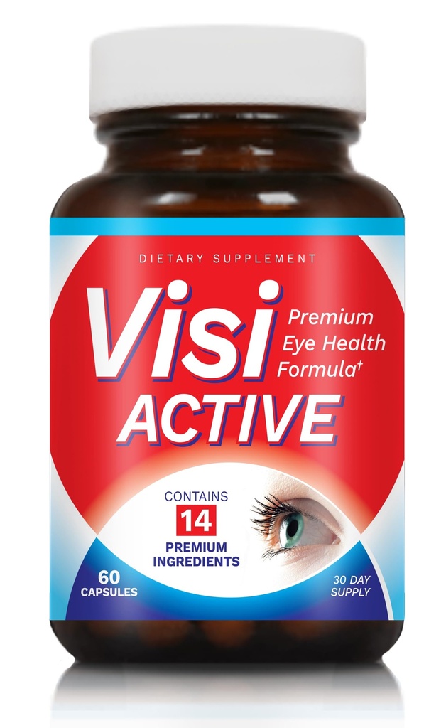 Suplemento de apoyo a la visión - Fórmula de salud ocular con L-Tartrate, Resveratrol, Blueberry Extract, Vitaminas A, C, D &amp; 11 Ingredientes para soporte de visión - 60 cápsulas / botella - 1 paquete