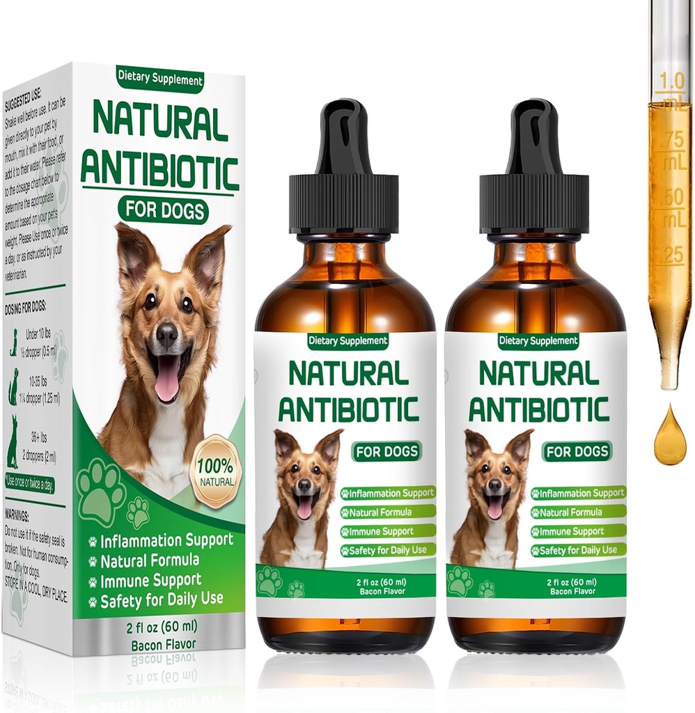 Antibióticos para perros, antibióticos naturales para perros, antibiótico de perros, antibióticos de peluche, multivitamínico de perros, apoya la alergia al perro y el alivio de lotes, suplemento dietético, Suplemento herbal natural