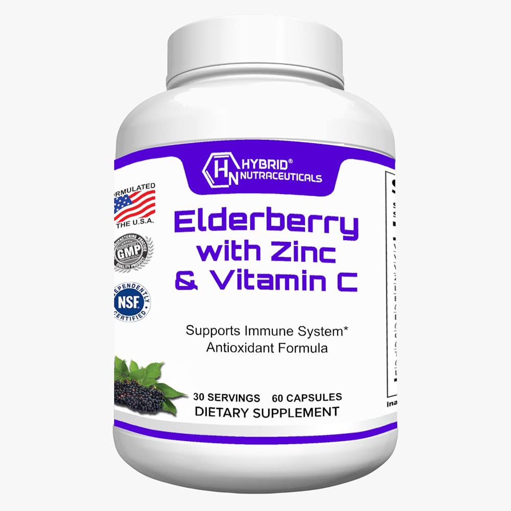 Nutracéuticos híbridos Capsules de arándano negro, con Echinacea, Turmeric, Ajo, Zinc, Vitaminas C, E y B6, Probióticos y L-Glutamina (60 cápsulas)
