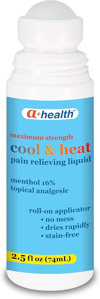 A+Health Cool & Heat Doin Relieving Liquid, Menthol 16%, Maximum Strength, Roll On, Made in USA, 2.5 fl Ounces (CoolHeat)