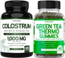Green Tea Fat Burner Weight Pérdida (60 Gummies) - Appetite Suppressant Weight Pérdida Suplemento para Hombres y Mujeres y Colostrum (120 Conde) Bovine Colostrum Capsules Suplementos - Vegan Safe & Made in USA