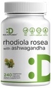 SUPLEMENTO DEAL Rhodiola Rosea con Ashwagandha, 240 cápsulas vegetales – Max Strength 10:1 Extracto de raíz – Suplementos Adaptógenos para la Relajación, Energía, " Salud cerebral* – No GMO