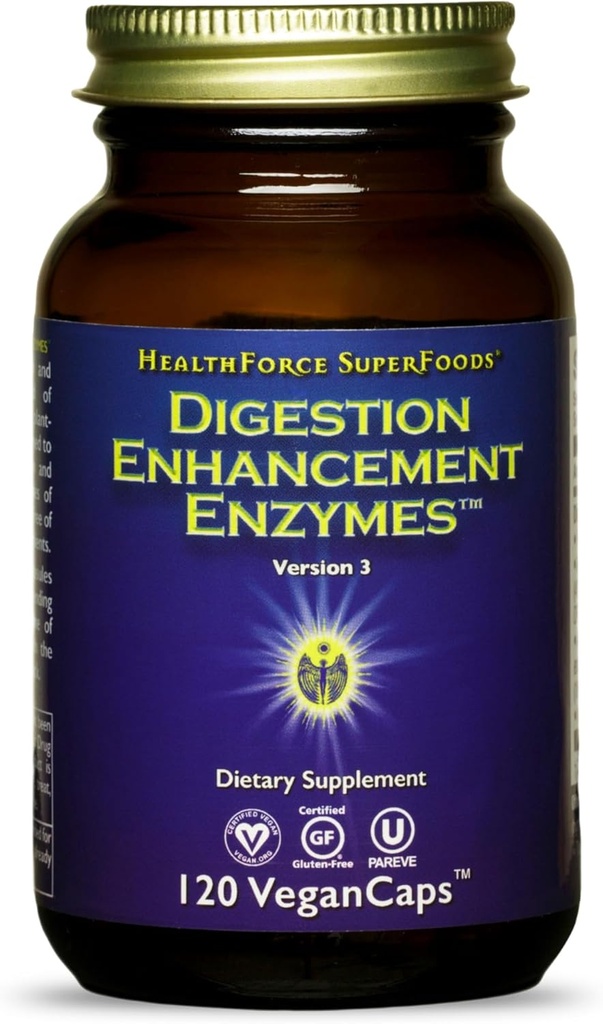 SUPERFOODS DE LA HEALTHFORCE Digestion Enhancement Enzymes - 120 Vegan Capsules