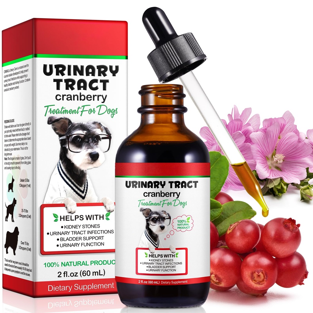 Urinary Tract for Dogs, Dog Urinary Tract Tratamiento de la infección con Cranberry Supports Urinary Tract &amp; Bladder, Supports Kidney Stone &amp; Dog UTI, Pet Supplement Cranberry Supplement for Dogs - 60 ml