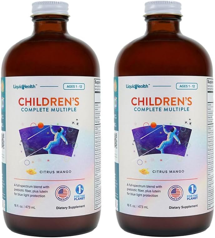 LIQUIDHEALTH Multivitamina Líquida Completa para Niños, Toddlers - Vitaminas Esenciales, Nutrientes & Minerales, Immune Support, Gut Health - Made in The USA, Vegan, Non GMO, Sugar-Free (2 Pack)