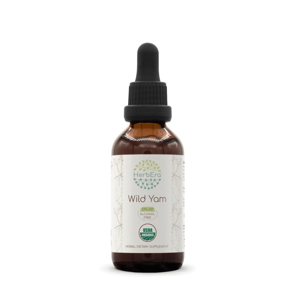 HerbEra Wild Yam B60 Extracto herbal libre de alcohol USDA Tintura orgánica, gotas líquidas concentradas Yam natural salvaje (corea Villosa) Root seco 2 fl oz