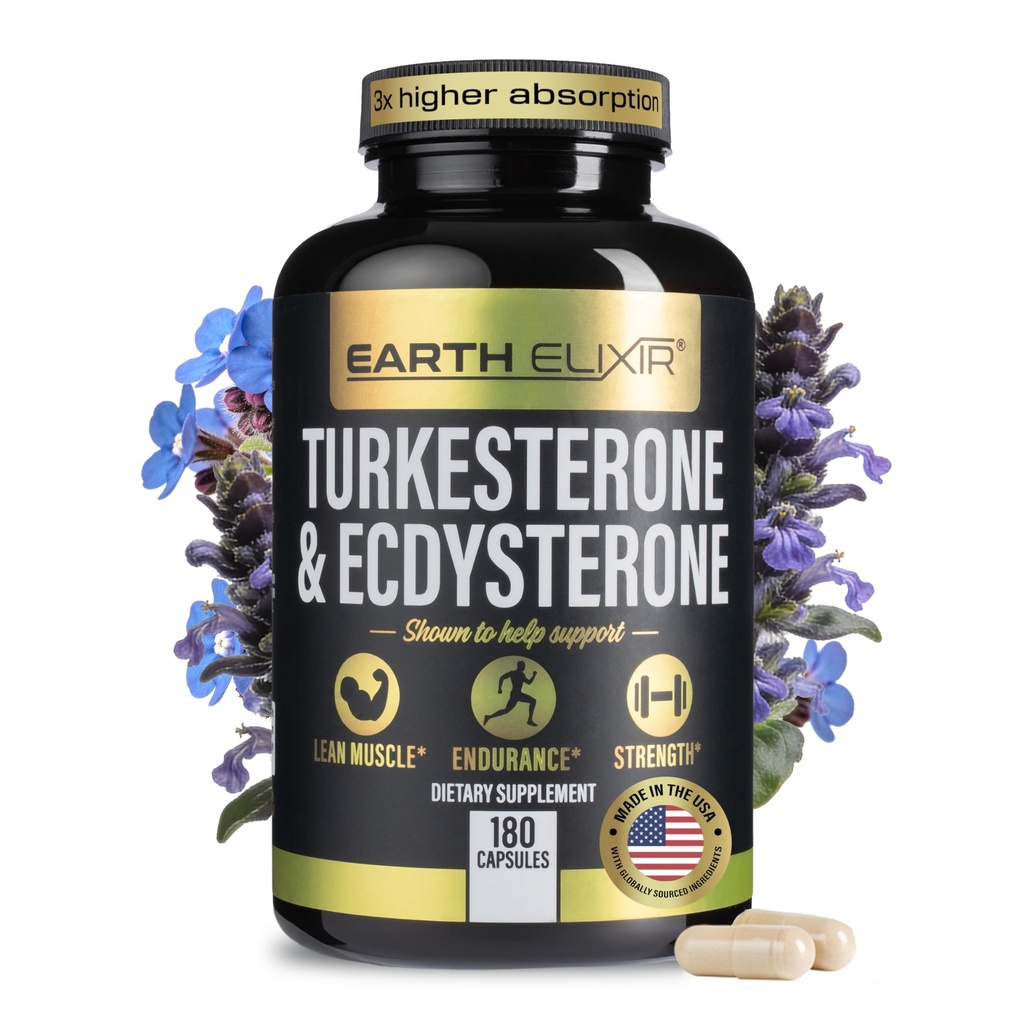 Turkesterone &amp; Ecdysterone – Natural Testosterone Support, 2-in-1 High Potency Turkesterone Supplement for Men & Women with 95% Beta Ecdysterone - Strength, Energy and Vitality – 180 cápsulas