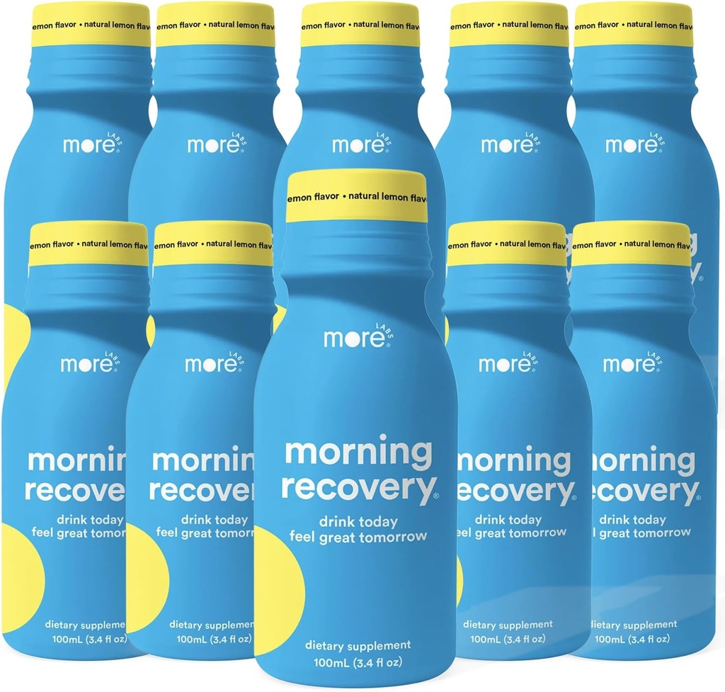 Más laboratorios de recuperación de la mañana Natural Lemon Flavor Electrolyte &amp; Milk Thistle Drink 10 Pack ¦ Hydrate Mientras bebe ¦