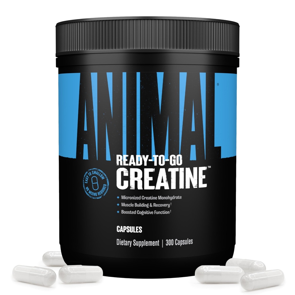 Cápsulas de monohidrato de animales micronizados - 300 Cápsulas, 2500 mg por servicio para apoyar el crecimiento muscular, resistencia, producción ATP, función cognitiva, fuerza, recuperación y fatiga muscular