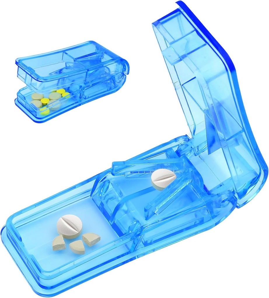 Pill Cutter Splitter para pequeñas y pequeñas píldoras mejor cortador de píldoras 1/4 Vitaminas Corta de divisor de píldoras con escudo de la medicina de la tableta dobles como organizador de píldoras