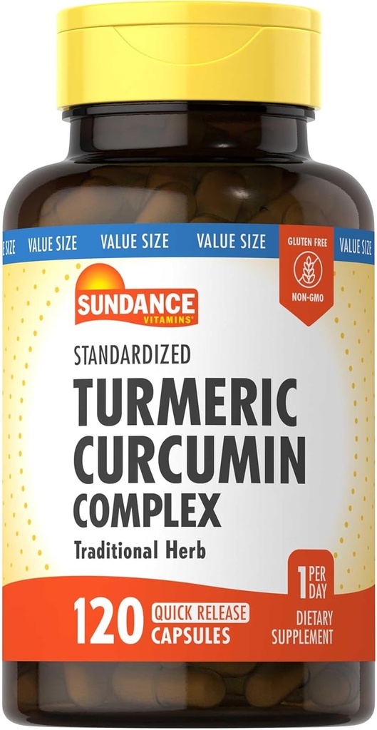 Sundance Turmeric Complejo de Curcumin Silencio 120 Capsules Silencio con Black Pepper Extract Silencio Tradicional Herb Silencio No GMO y Gluten Suplemento Libre