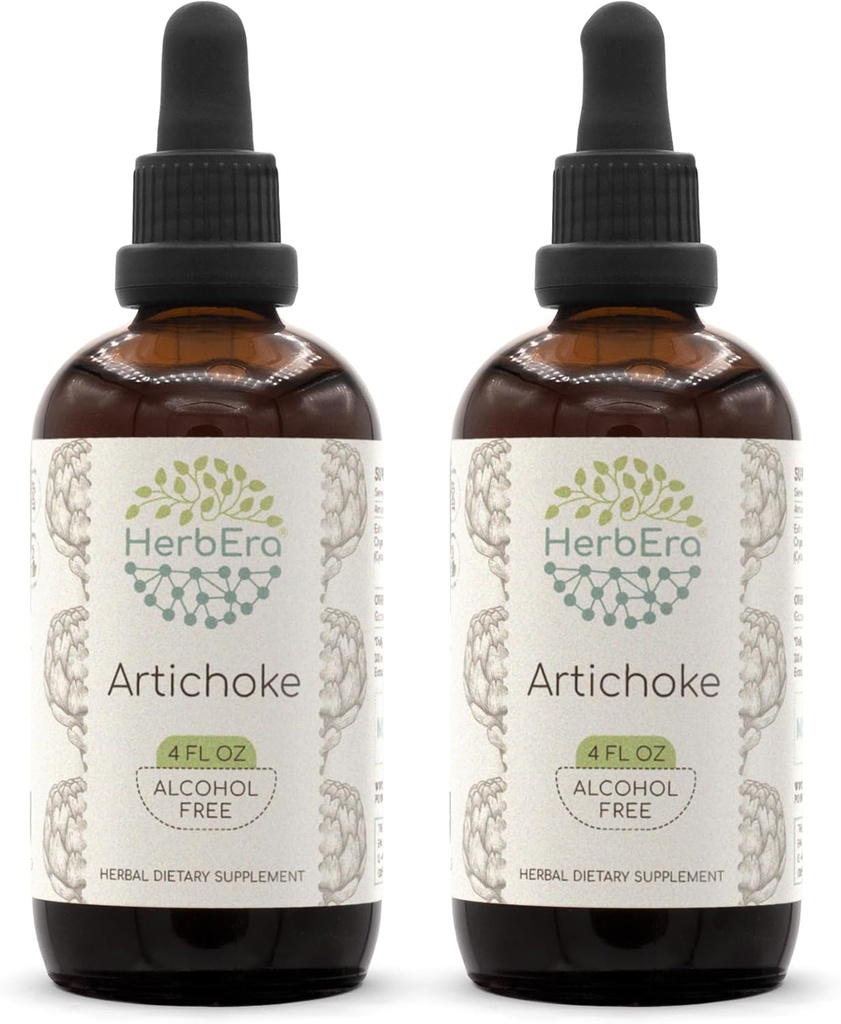 Artichoke B120 (2pcs) Extracto herbario libre de alcohol Tintura, gotas líquidas concentradas Artichoke natural (Cynara scolymus) Hoja seca (2x4 fl oz)
