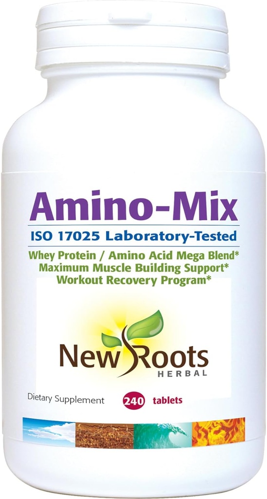 NUEVAS ROOTS HERBAL Amino-Mix Suplemento TENIDO Aminoácidos Branched-Chain (BCAAs) - 240 cápsulas