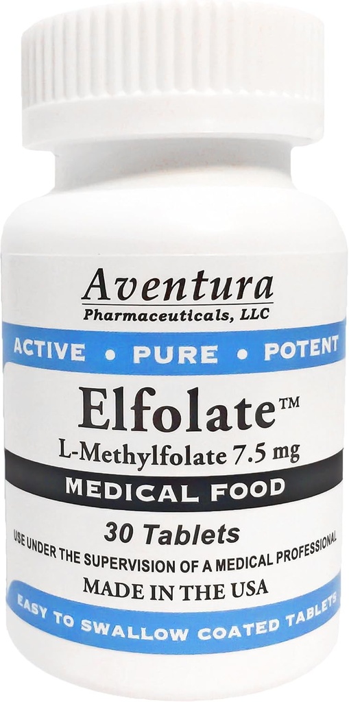 ELFOLATE® 7.5mg L-Methylfolate Metil Folate Methylfolate Medical Food Supplement Professional Strength Active Pure Potent 30 Tablets