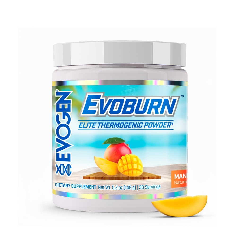 Evogen Evoburn - Thermogenic Fat Burner for Men ' Women TEN Energy, Focus, " Appetite Control TEN Advanced Metabolism Booster Fat Burner Fórmula con MitoBurn " Caffeine TEN Mango ANTE 30 Servings