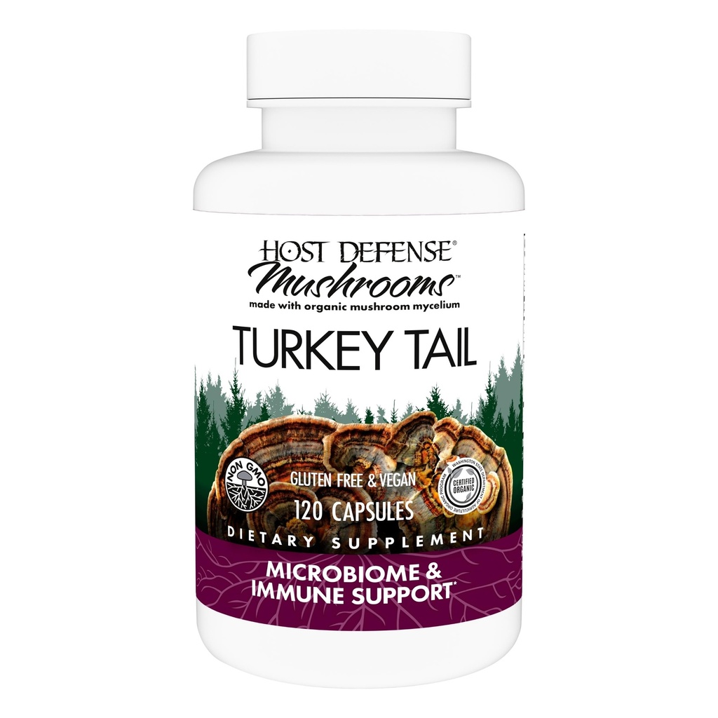 Host Defense Turquía Tail Capsules - Salud Digestiva &amp; Respuesta Inmunitaria Suplemento - Suplemento de Mushroom para Gastrointestinal &amp; Gut Microbiome Support - 120 Capsules (60 Servimientos)*