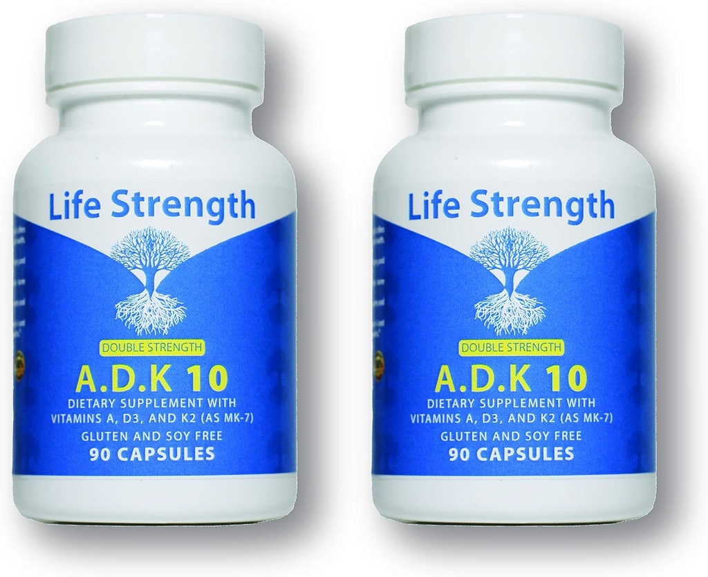 ADK 10 Suplemento (180 Conde) - Physician Formulated Vitamins A1, D3 &amp; K2 (como MK7) para Bone Health - Immune System Support - Gluten Free, Soy Free, Non-GMO - 90 cápsulas