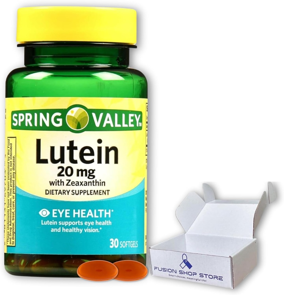 Spring Valley Lutein 20mg- con Zeaxanthin 30 softgels (Pack of 1), Boxeado por Fusion Shop Store