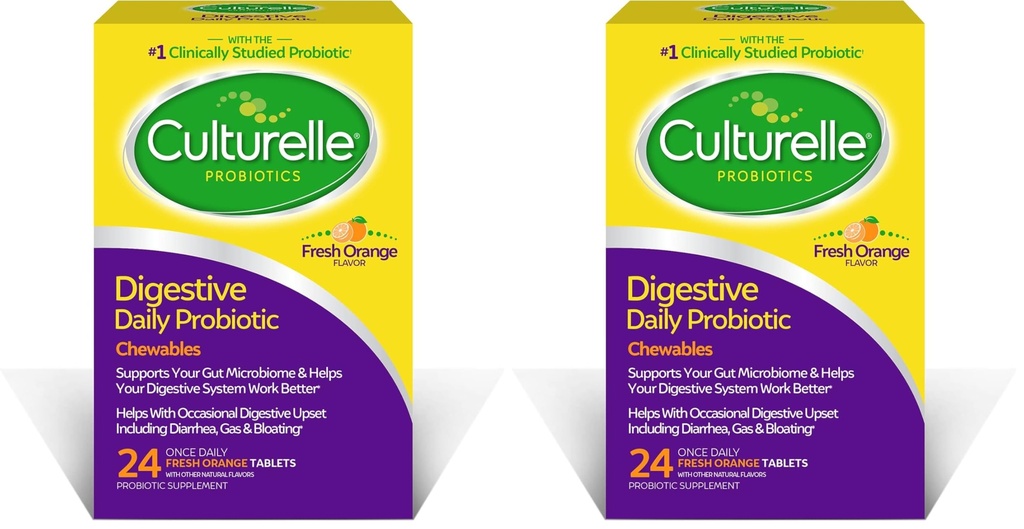 Salud Digestiva Cultura Salud Digestiva Chewables Probióticos diarios, Probiótico para Hombres y Mujeres, Estreno Probiótico Más Estudiado Clínicamente, 10 millones de UF, soporta Diarrea Ocasional, Bloating de Gas, 24 Cuenta