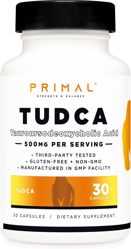 Primal Tudca 500mg 30 cápsulas - Gluten Free, Non-GMO Tauroursodeoxycholic Suplemento ácido