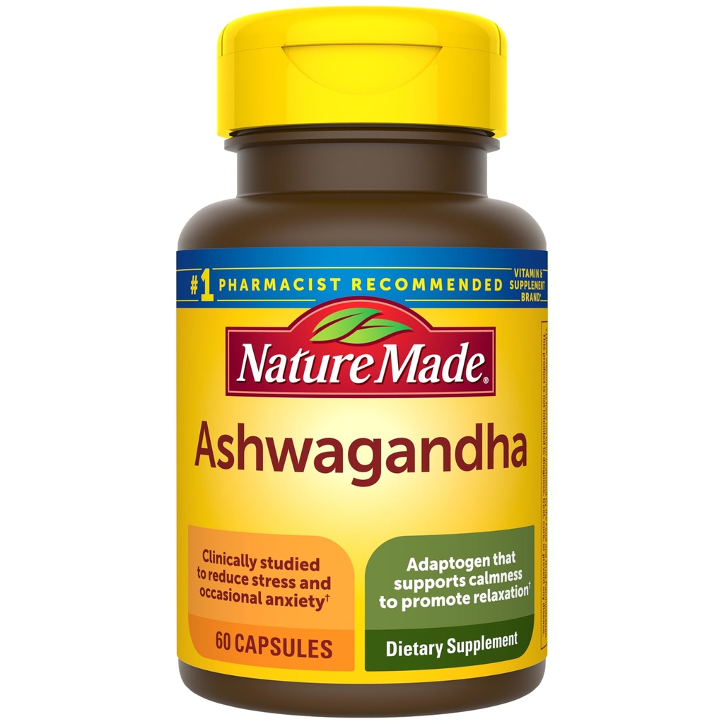 Nature Made Ashwagandha Capsules 125mg para Stress Support, 60 Capsules, 60 Day Supply